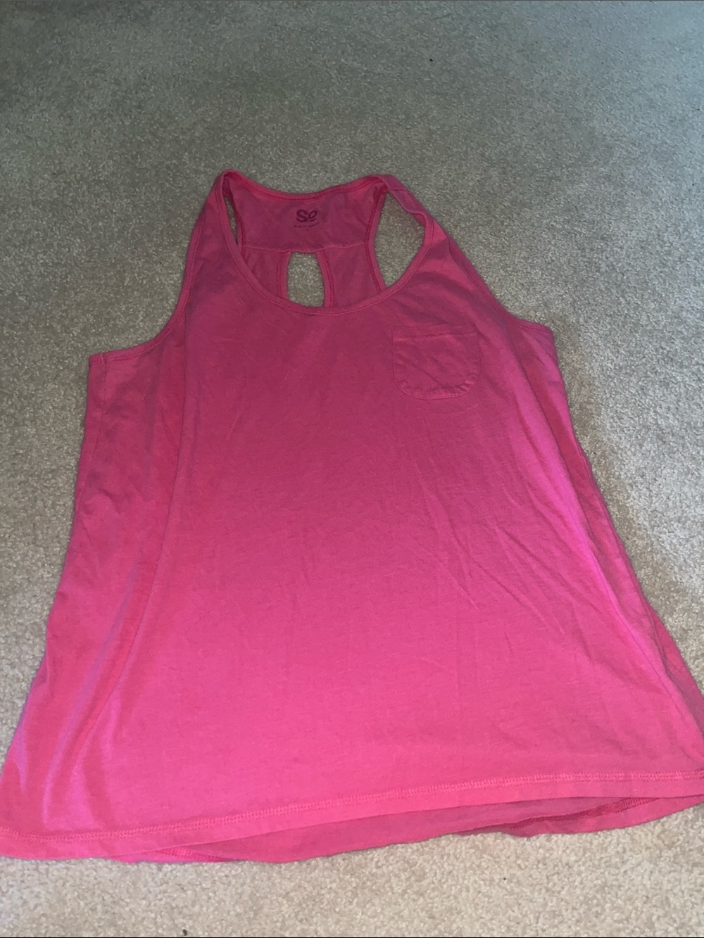 SO Bright Pink Racerback Tank with Chest Pocket